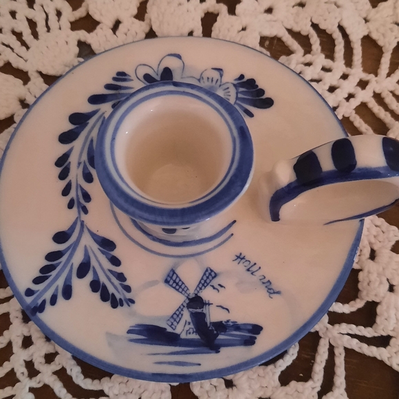 Set of 2 vintage delfts blue candle holders - Picture 3 of 6